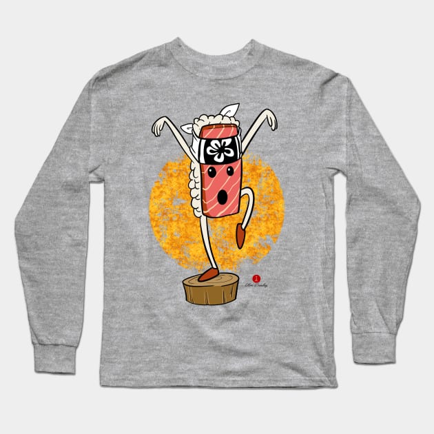 The Crane & Sushi Kid | Martial Arts & Raw Fish Long Sleeve T-Shirt by OliRosenberg